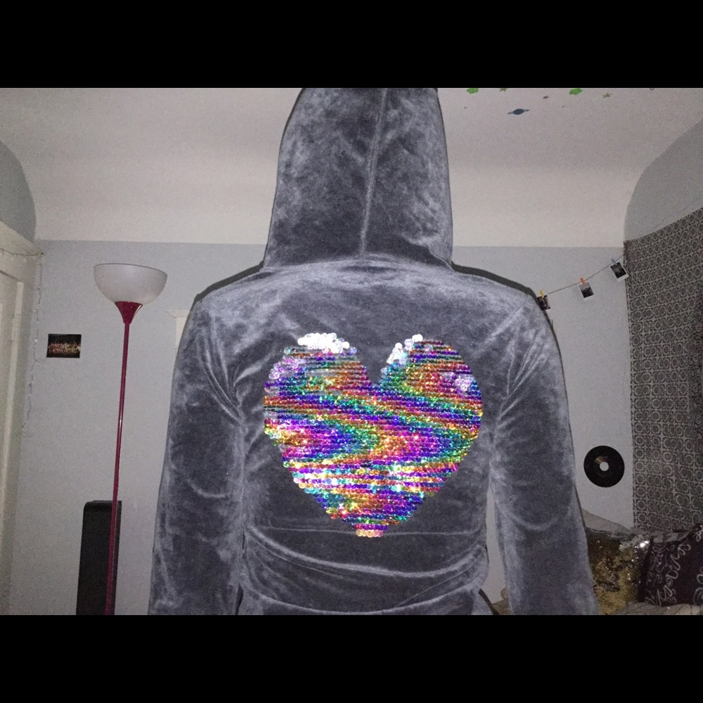 💛 Velvet Rainbow Reversible Sequin Heart Jacket